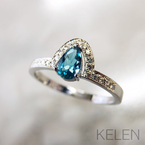 [Full-to-order] Diamond crown design ring that makes use of the shape of Grandidierite