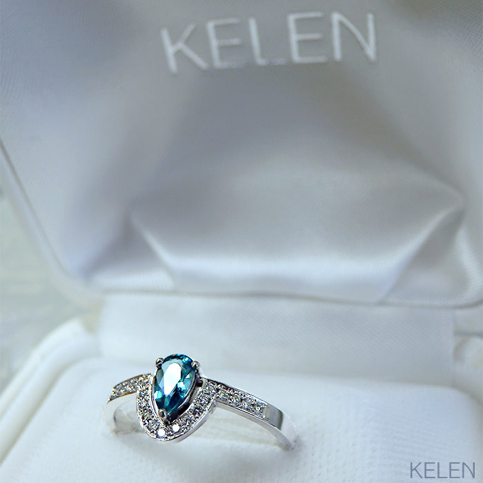 [Full-to-order] Diamond crown design ring that makes use of the shape of Grandidierite