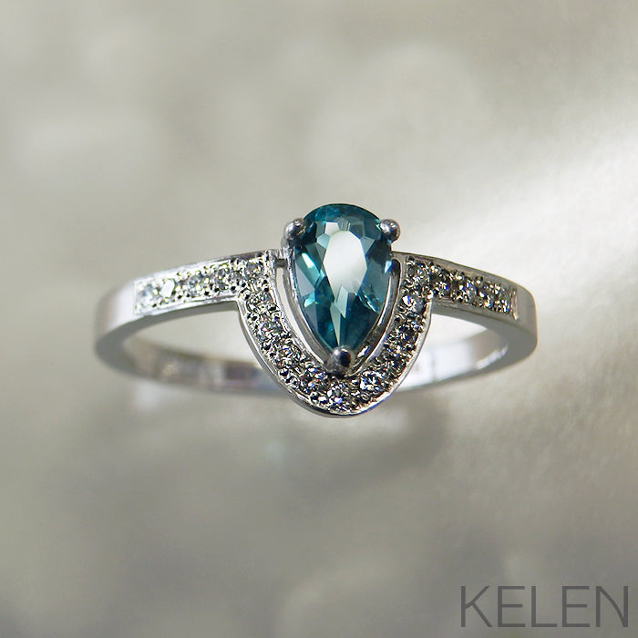 [Full-to-order] Diamond crown design ring that makes use of the shape of Grandidierite