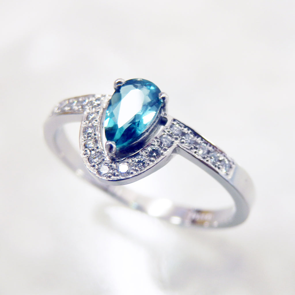 [Full-to-order] Diamond crown design ring that makes use of the shape of Grandidierite